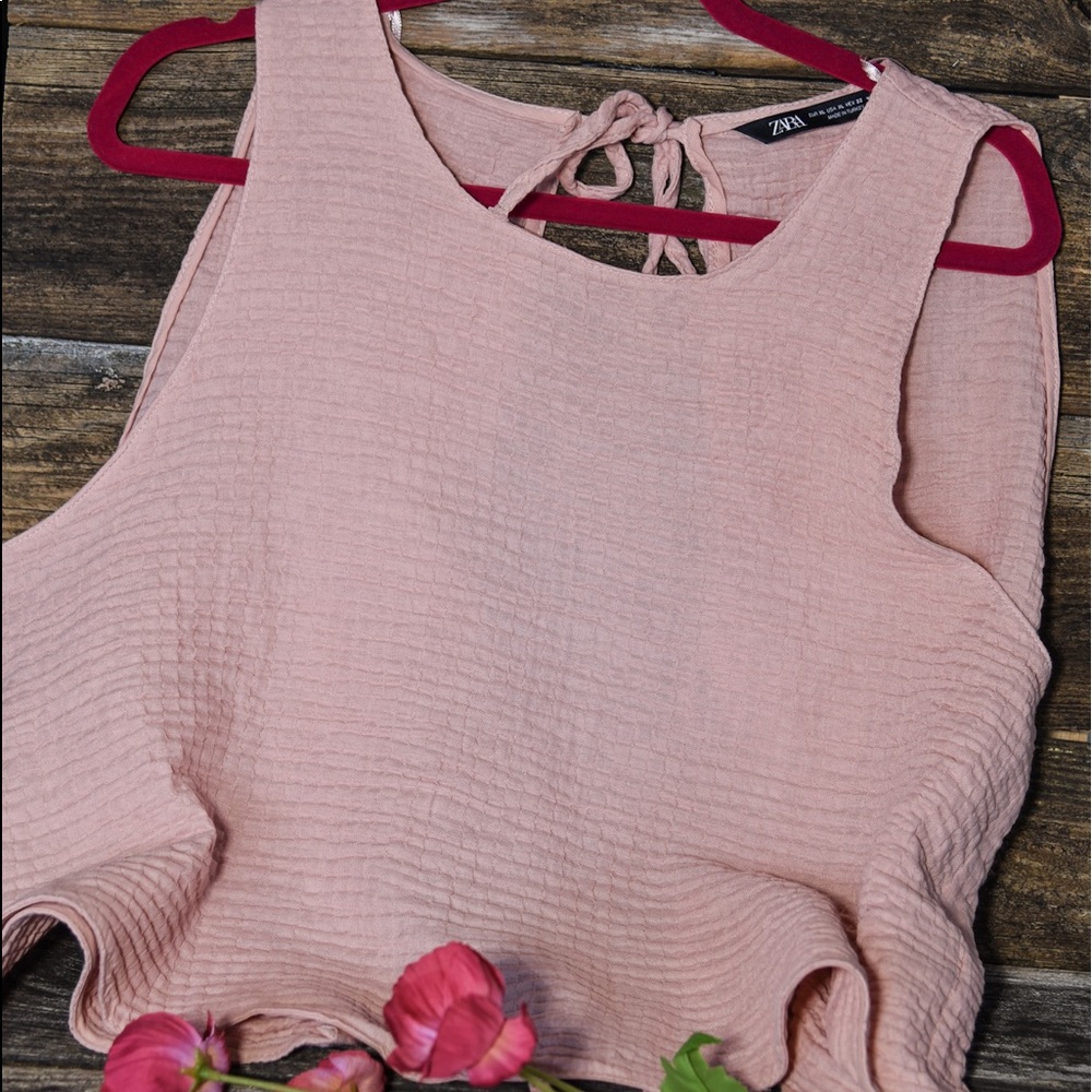 Zara Salmon Pink Top with ties Size XL new never worn